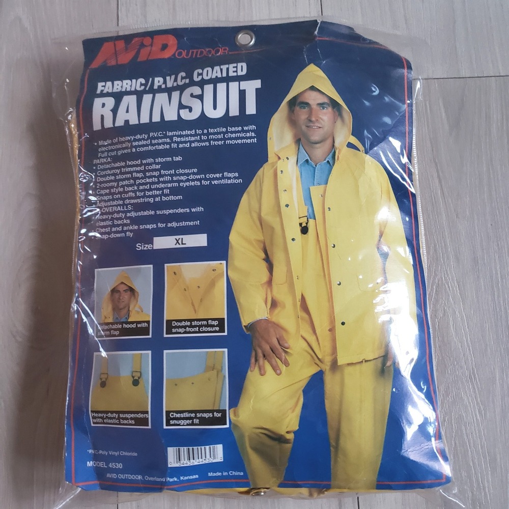 Avid Outdoor Rainsuit Model 4530 Mens XL PVC Coated‎ Waterproof New